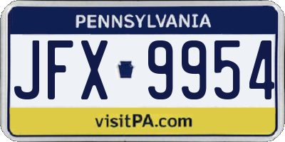 PA license plate JFX9954