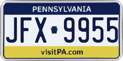 PA license plate JFX9955