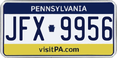 PA license plate JFX9956