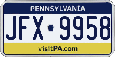 PA license plate JFX9958