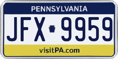 PA license plate JFX9959