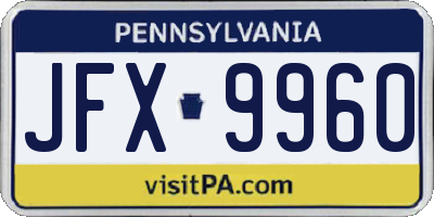 PA license plate JFX9960