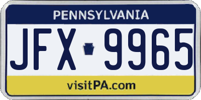 PA license plate JFX9965