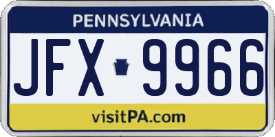 PA license plate JFX9966