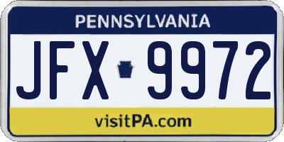 PA license plate JFX9972