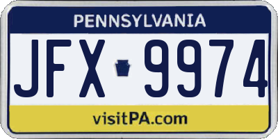 PA license plate JFX9974