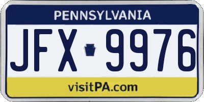 PA license plate JFX9976