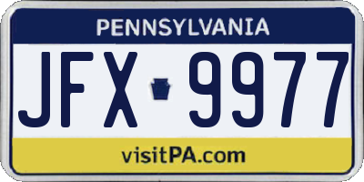 PA license plate JFX9977