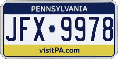 PA license plate JFX9978