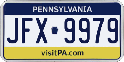 PA license plate JFX9979