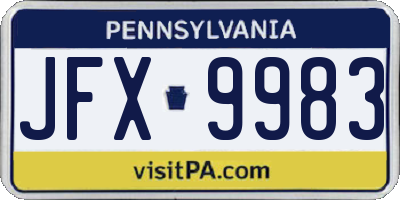 PA license plate JFX9983