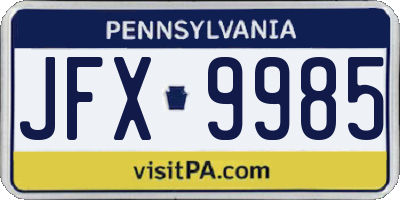 PA license plate JFX9985