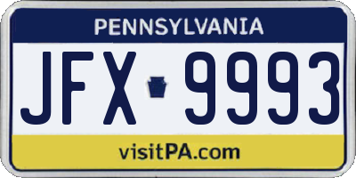 PA license plate JFX9993