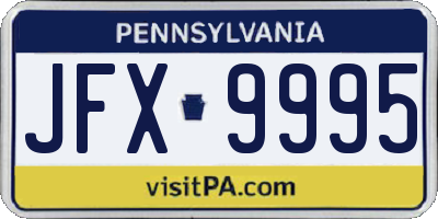 PA license plate JFX9995