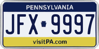 PA license plate JFX9997