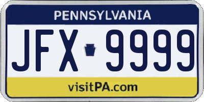 PA license plate JFX9999