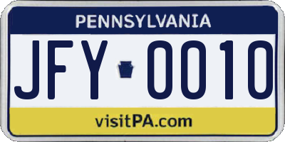 PA license plate JFY0010