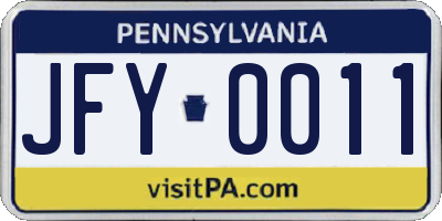 PA license plate JFY0011