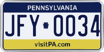 PA license plate JFY0034