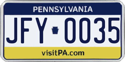 PA license plate JFY0035