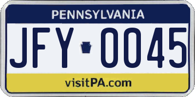 PA license plate JFY0045