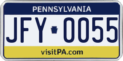 PA license plate JFY0055