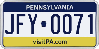 PA license plate JFY0071