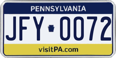 PA license plate JFY0072