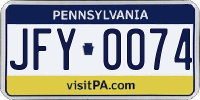 PA license plate JFY0074