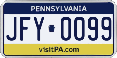 PA license plate JFY0099