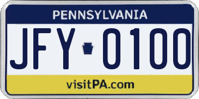 PA license plate JFY0100