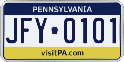 PA license plate JFY0101