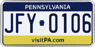 PA license plate JFY0106