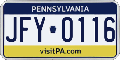PA license plate JFY0116