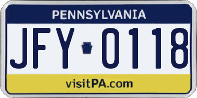 PA license plate JFY0118