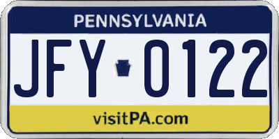 PA license plate JFY0122