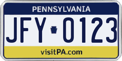 PA license plate JFY0123