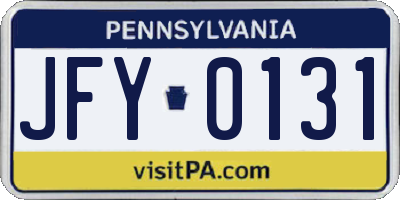 PA license plate JFY0131
