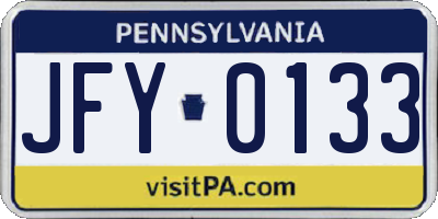 PA license plate JFY0133