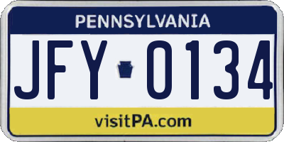 PA license plate JFY0134