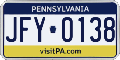 PA license plate JFY0138