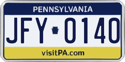 PA license plate JFY0140