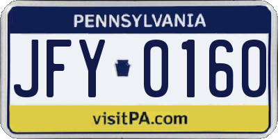 PA license plate JFY0160