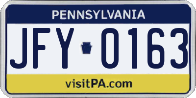 PA license plate JFY0163
