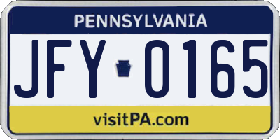 PA license plate JFY0165