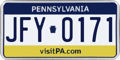 PA license plate JFY0171