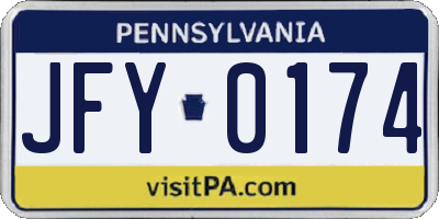 PA license plate JFY0174