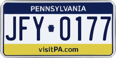 PA license plate JFY0177
