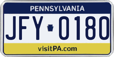 PA license plate JFY0180
