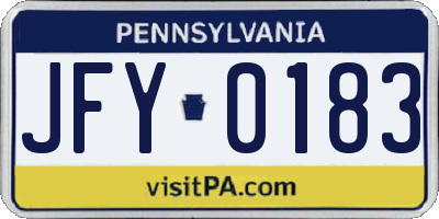 PA license plate JFY0183